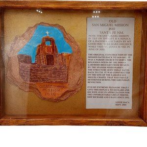 Old San Miguel Mission Ceramic Art Sculpture Shadowbox Signed OOAK Carved